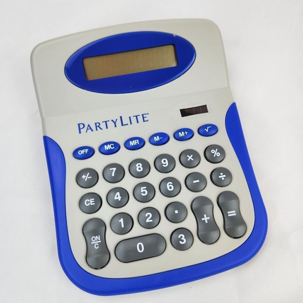 💜NIB Blue PartyLite Blue & Gray Solar Powered Calculator